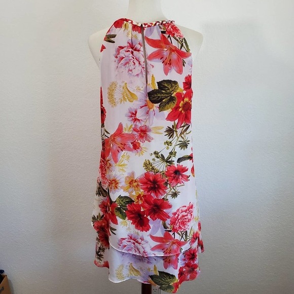 NWT SLNY Draped Floral Rope Neck Mini Dress Size 26 - Picture 4 of 10